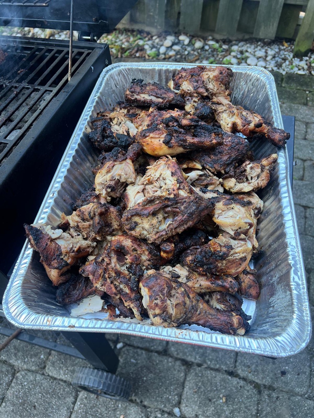 Fresh grilled jerk chicken prepared by Nova's Halal Island Grill